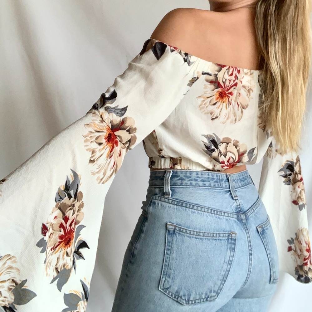 LF off the shoulder crop top with bell sleeves